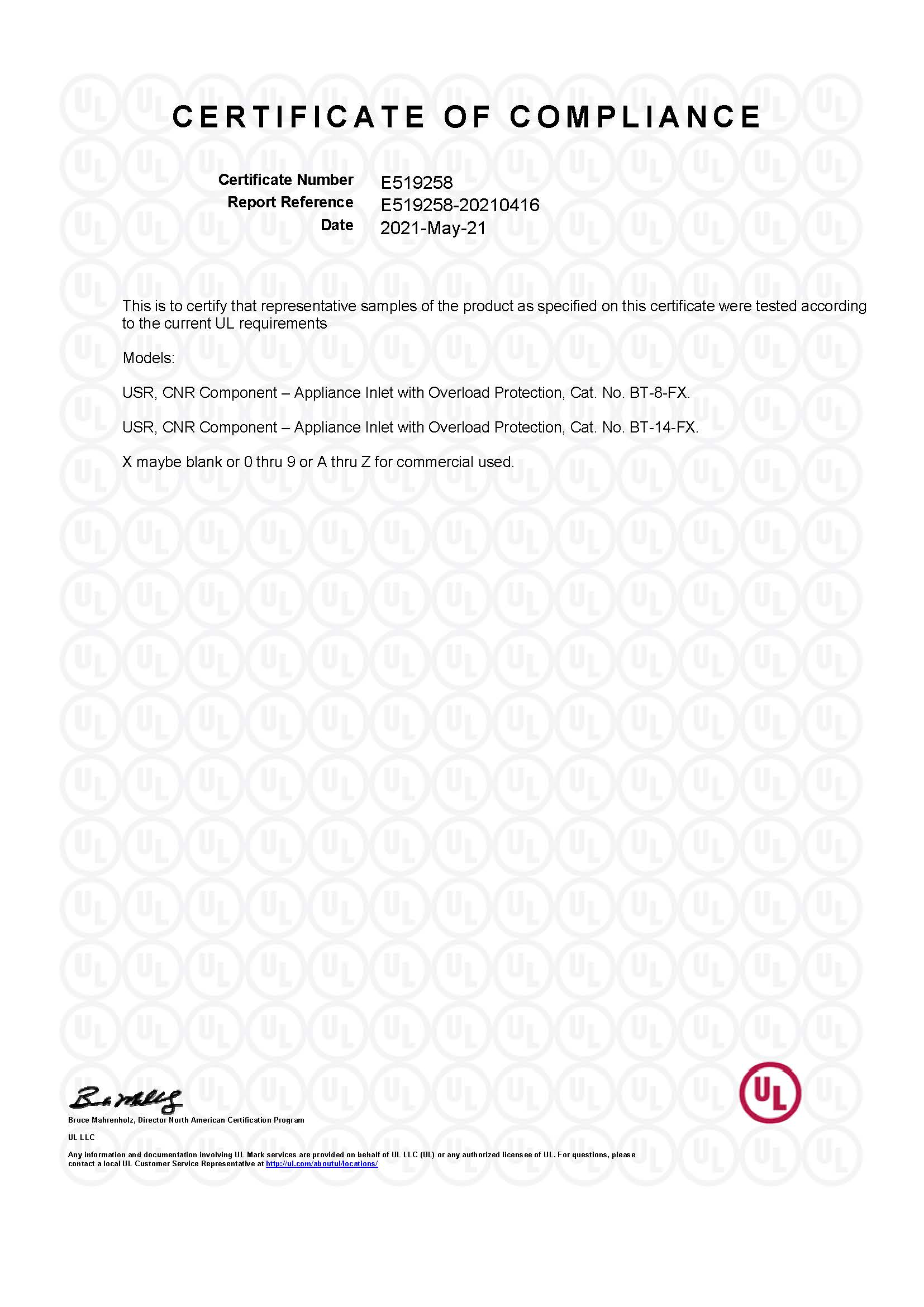 BT-8-FX BT-14-FXϵ�� UL�C��